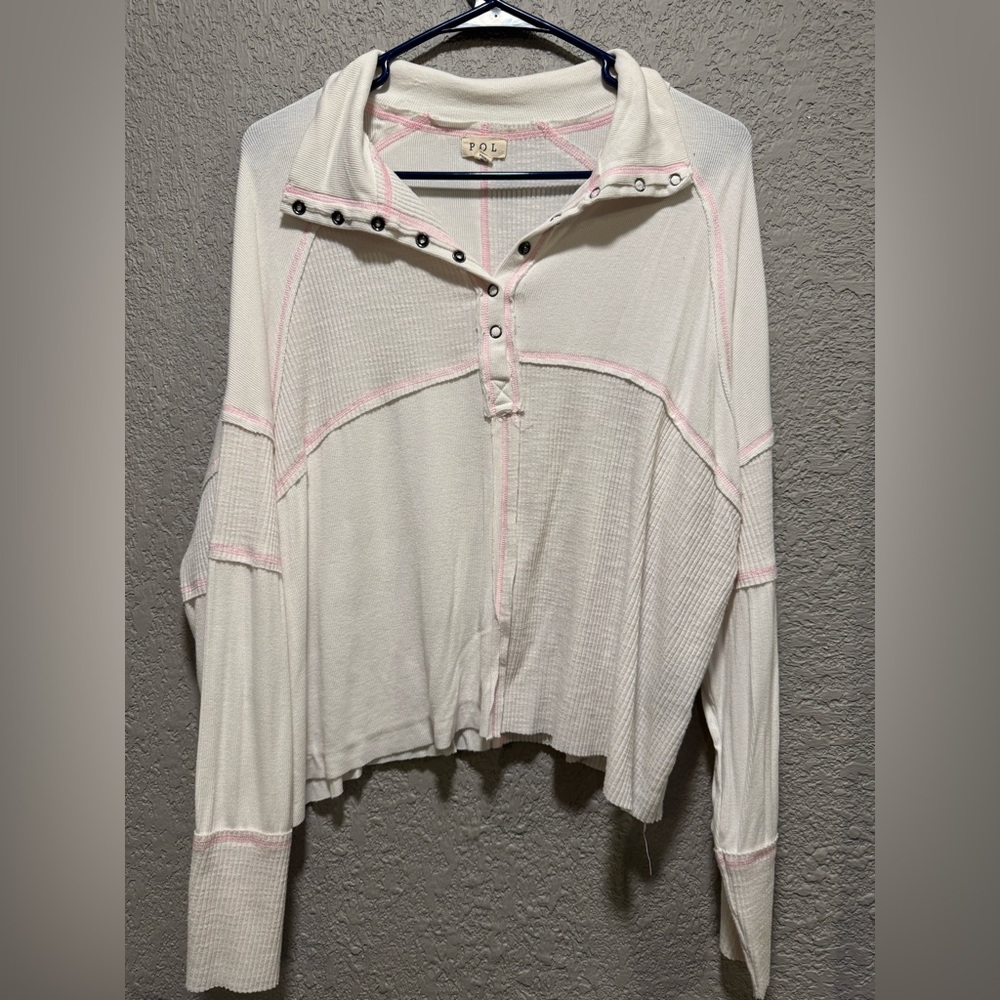 White button up pullover